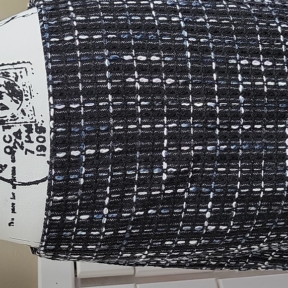 NWT Loft Outlet Skirt Black with White, Silver, Black, & Blue Stich 12Petite - Picture 2 of 5